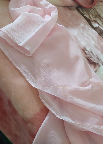 Dantel Detaylı Pembe İpek Görünümlü Kadın Şal - Görsel 2