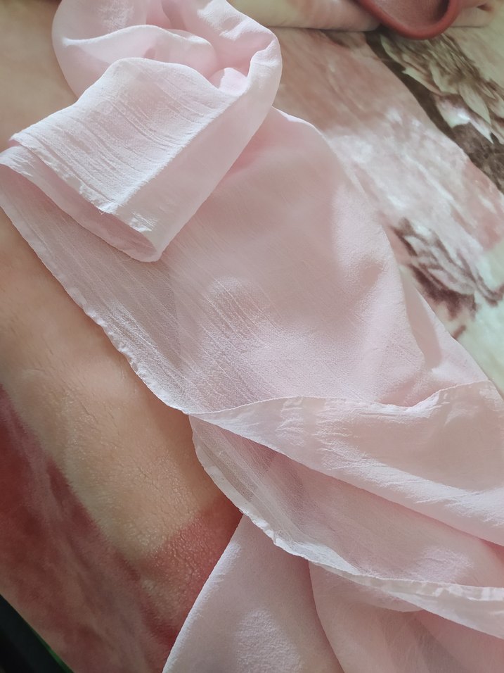 Dantel Detaylı Pembe İpek Görünümlü Kadın Şal - Görsel 2