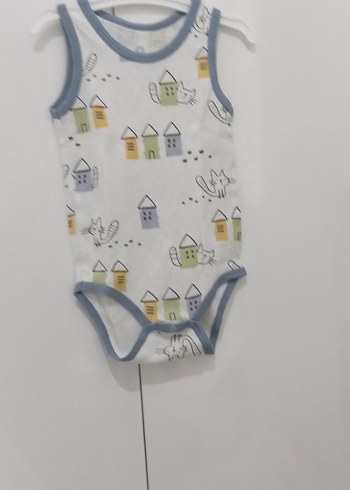 Gri Kenarlı Desenli Erkek Bebek Askılı Body - Görsel 2