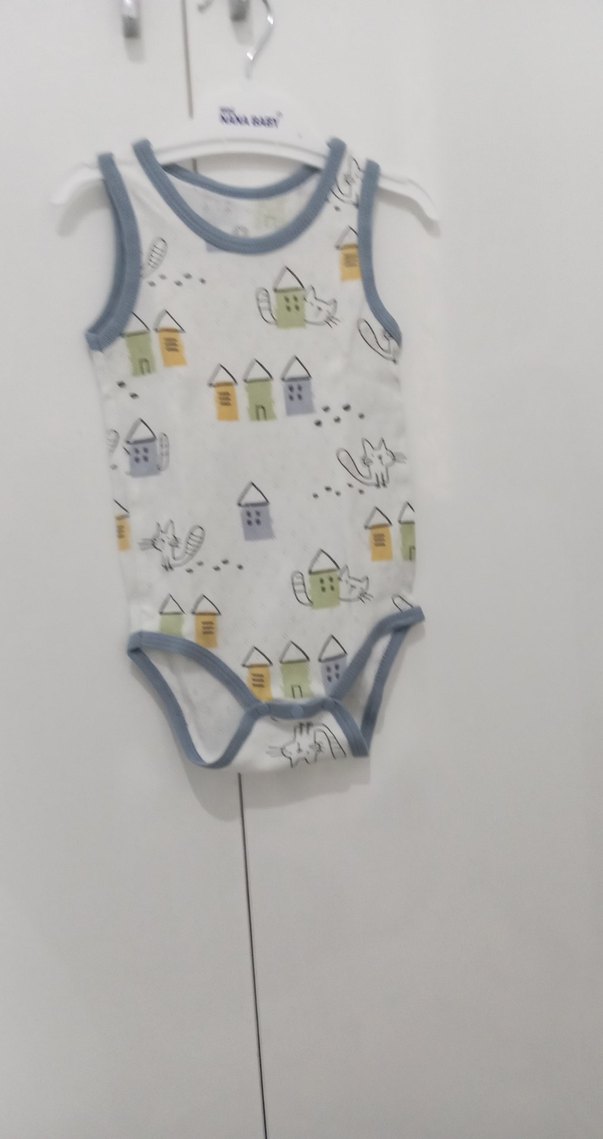 Gri Kenarlı Desenli Erkek Bebek Askılı Body - Görsel 2