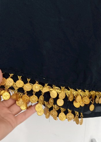 Diğer Zincir Detaylı Siyah Kadın Fular