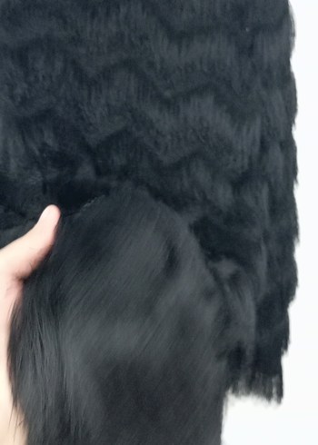 40 Beden Uzun Siyah Kürk Detaylı Gotik Kadın Kıyafeti
