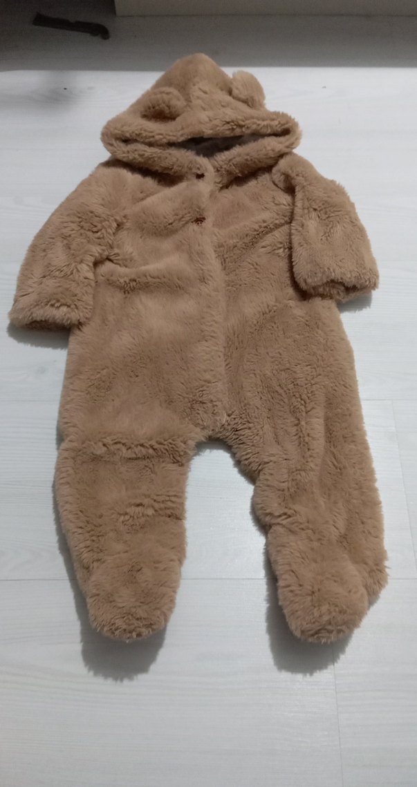 Kahverengi Kürklü Bebek Kız Tulumu - Görsel 2