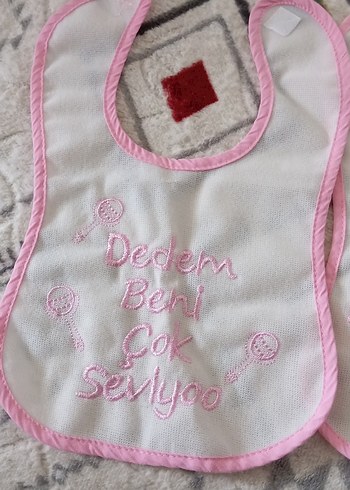 Nakışlı Pembe Bebek Önlüğü Seti - Görsel 2