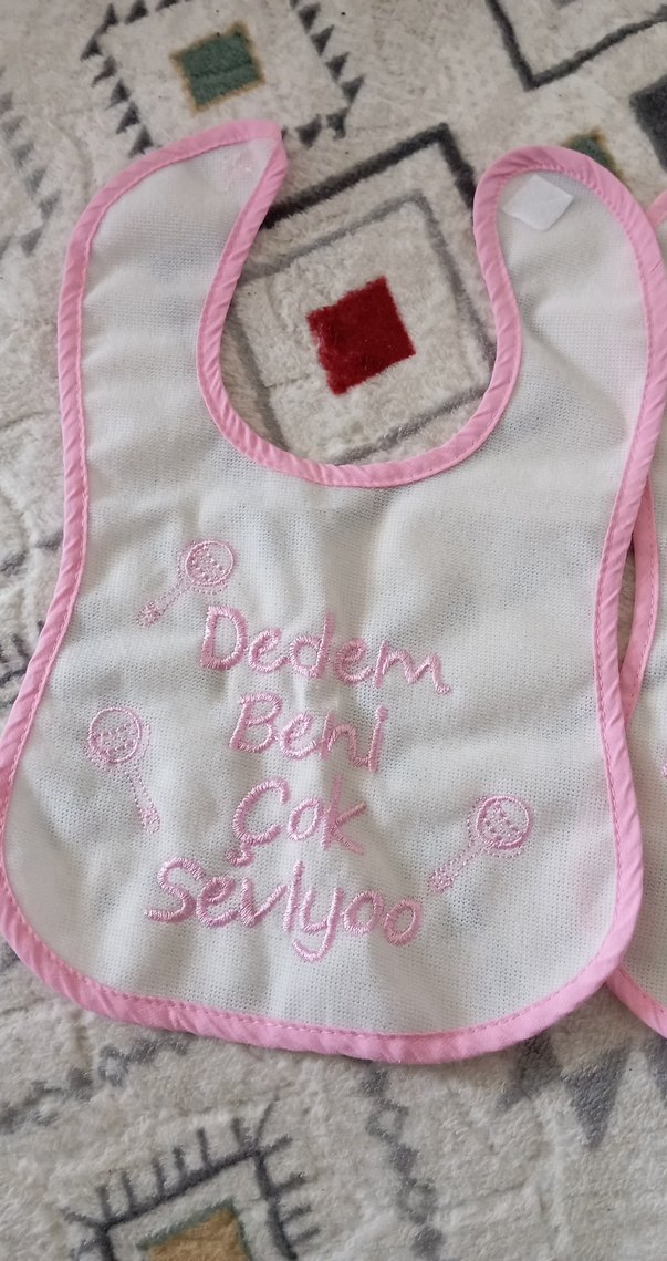 Nakışlı Pembe Bebek Önlüğü Seti - Görsel 2