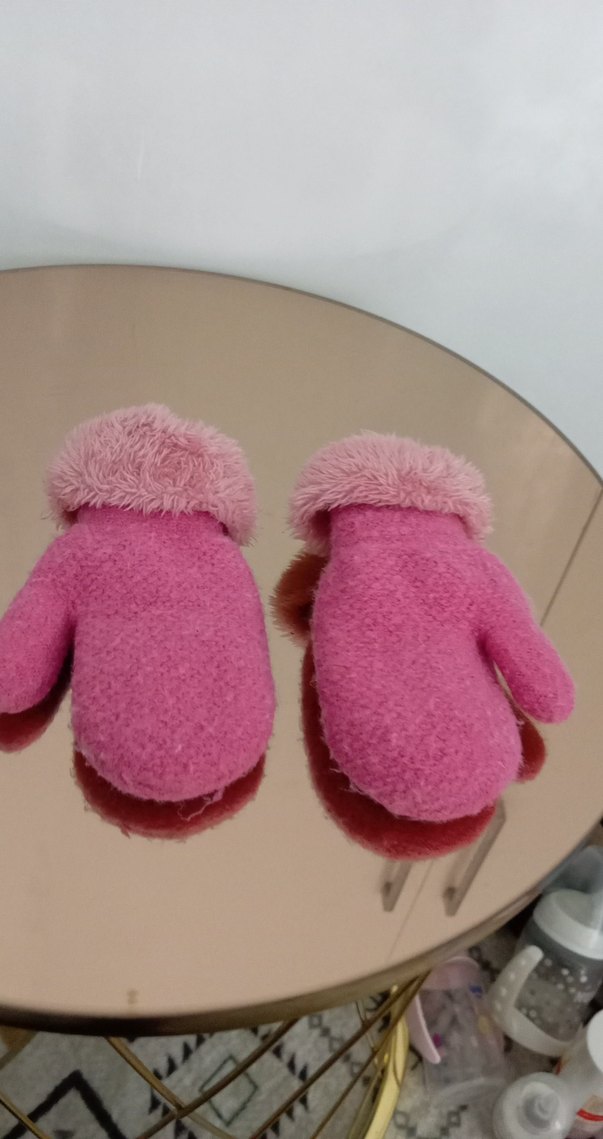 Kız Çocuk Pembe Kürklü Eldiven - Görsel 2