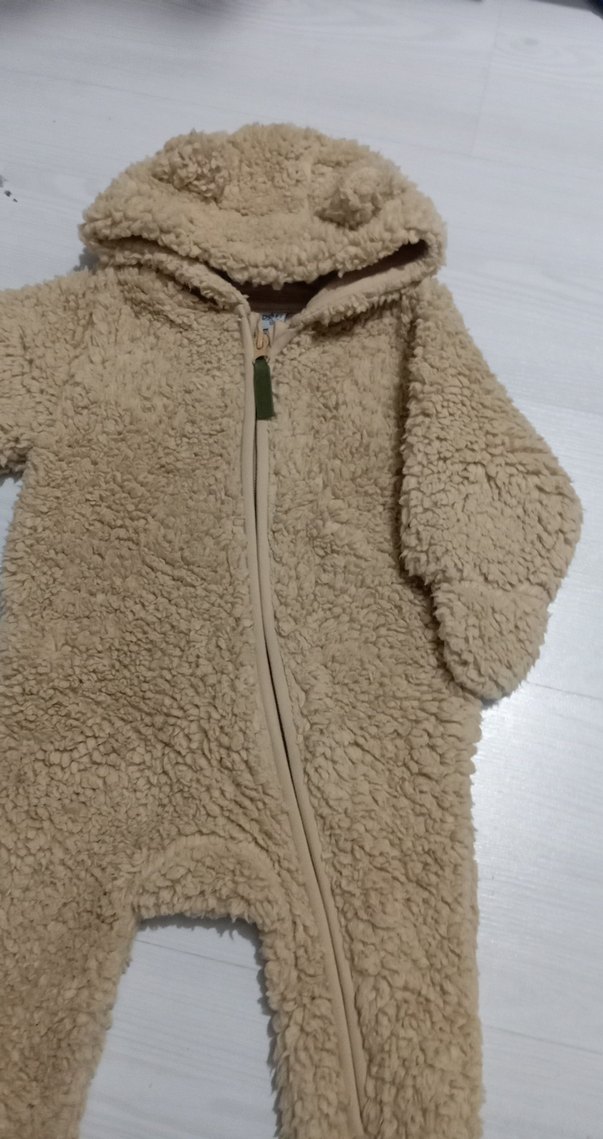 Kürk Detaylı Kahverengi Bebek Tulumu - Görsel 3