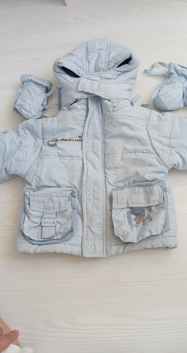 Gri Nakışlı Bebek Erkek Montu - Görsel 3