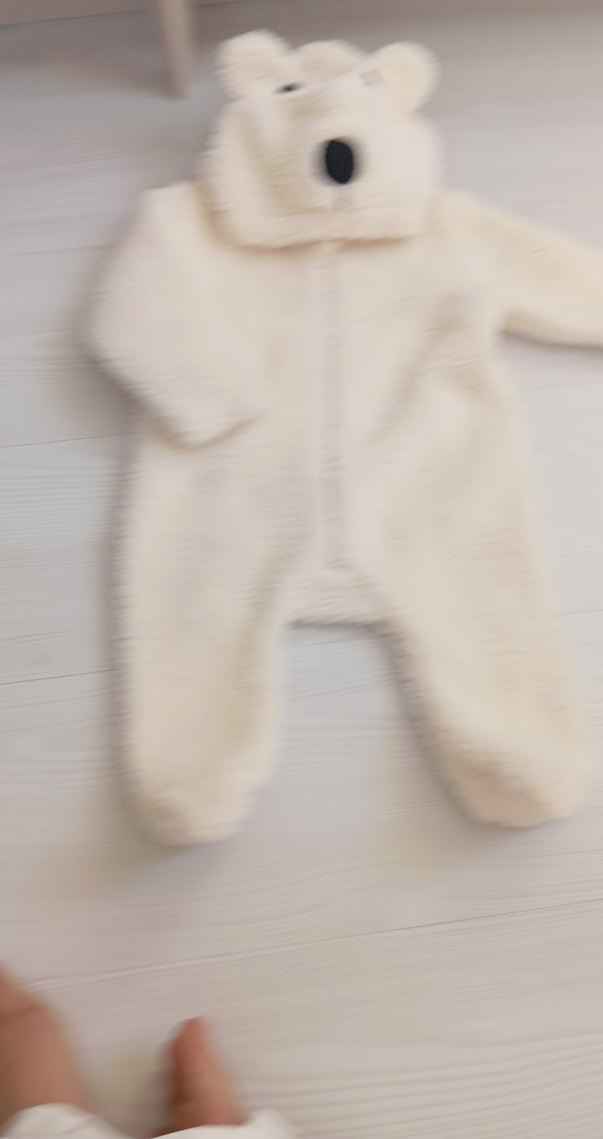 Bebek Erkek Beyaz Peluş Tulum - Görsel 4