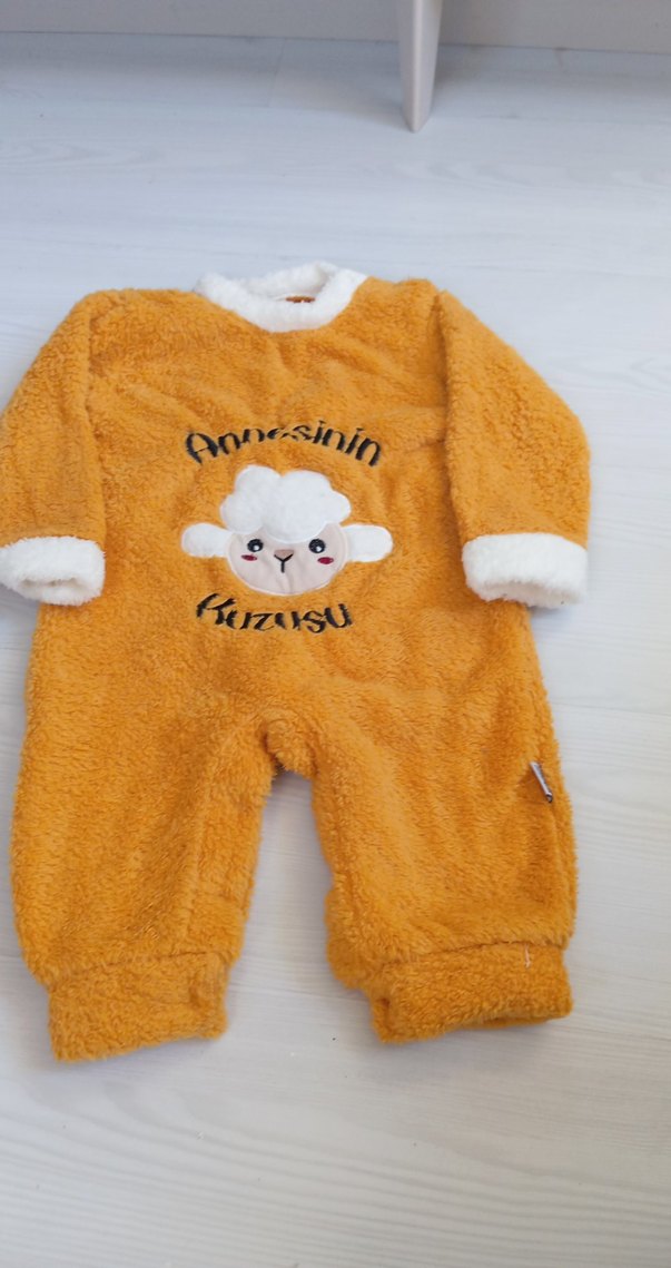 Sarı Bebek Erkek Peluş Tulum - Görsel 3