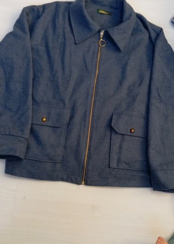 Gri Kadın Denim Fermuarlı Ceket