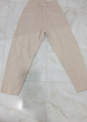 Bej Kadın Midi Kumaş Pantolon