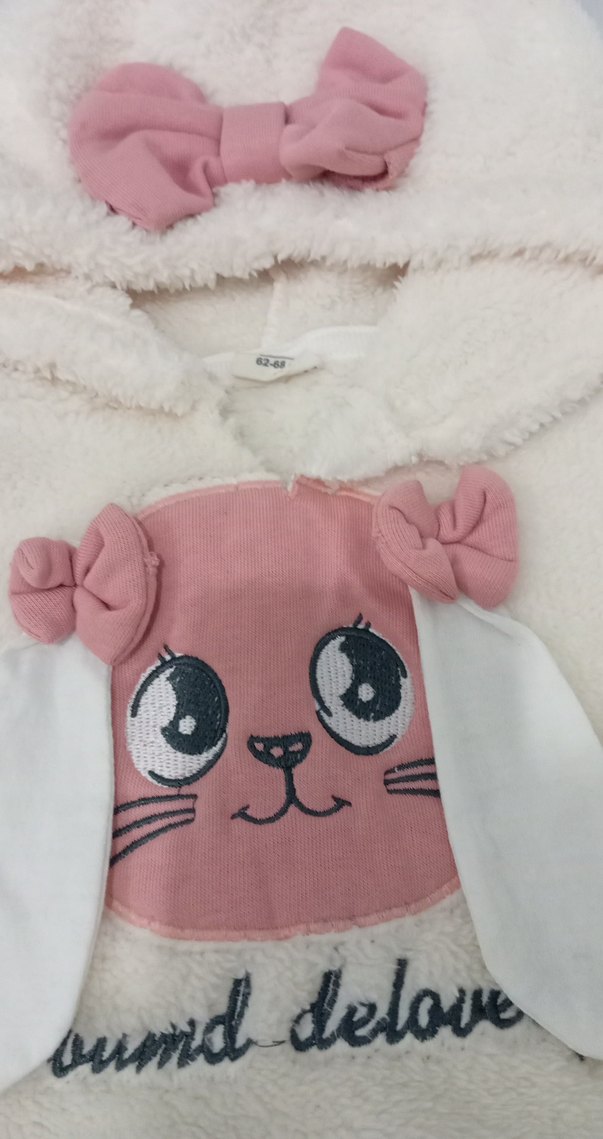 Kız Çocuk Beyaz Kapüşonlu Poncho - Görsel 4