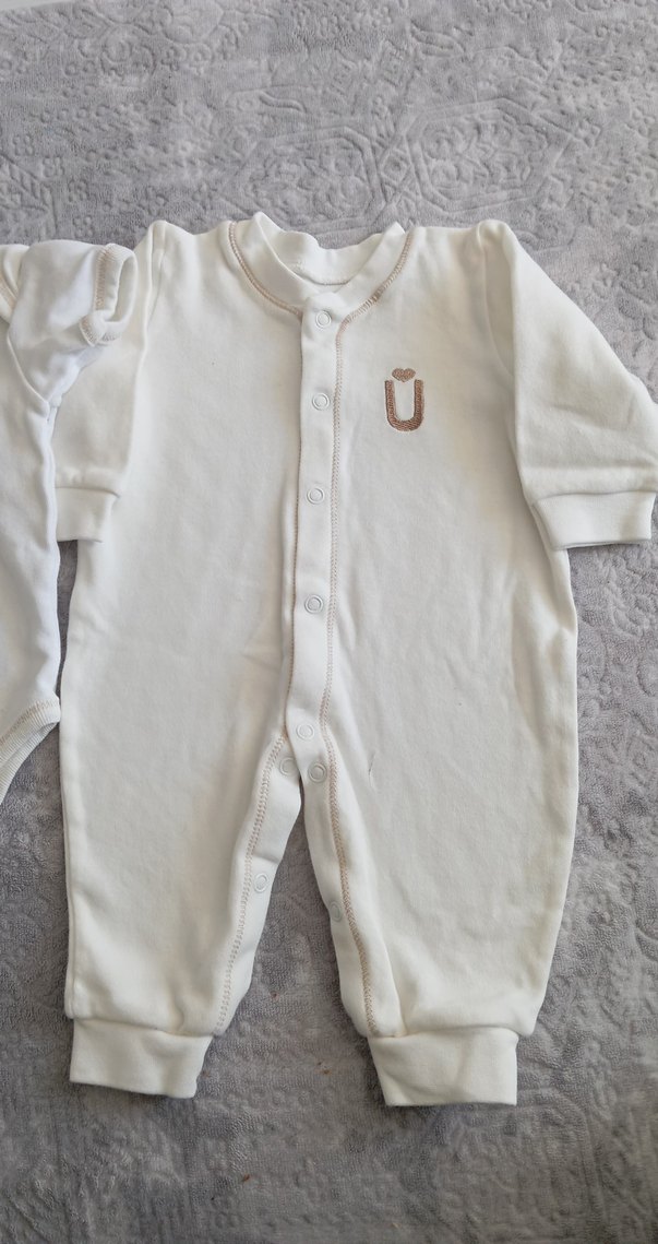 Beyaz Bebek Hastane Çıkışı Pamuklu Takım - Görsel 3