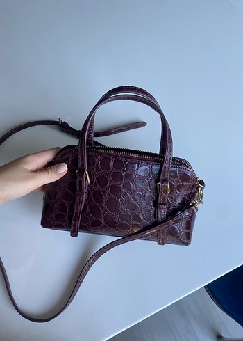  Beden bordo Renk Bordo Deri Yılan Desenli Kadın Çanta