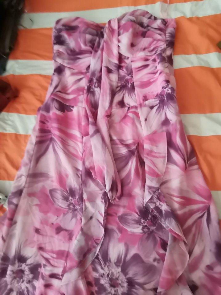 Pembe Drapeli Askısız Uzun Elbise - Görsel 2