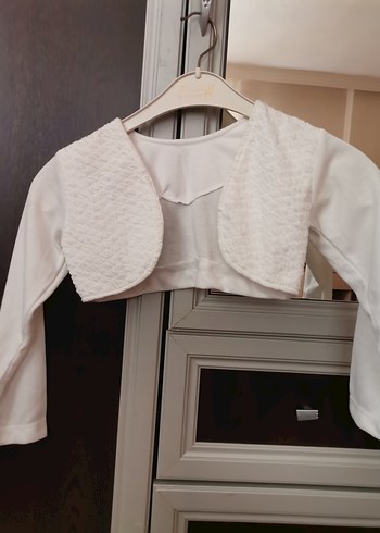 Kız Çocuk Beyaz Triko Uzun Kollu Bolero - Görsel 2