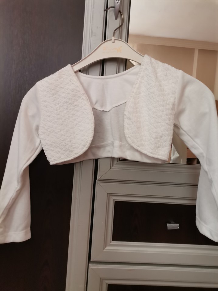 Kız Çocuk Beyaz Triko Uzun Kollu Bolero - Görsel 2