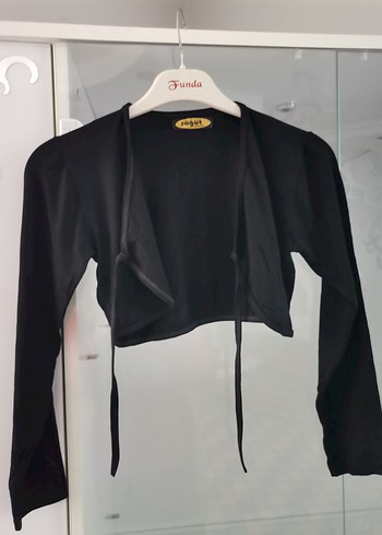 Kız Çocuk Siyah Kemerli Uzun Kollu Bolero - Görsel 2