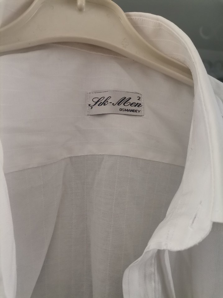 Erkek Beyaz Keten Gömlek Düğmeli - Görsel 2