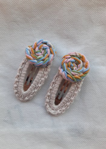 Bohem Tarz Pastel Renkli Örgü Çocuk Toka Seti
