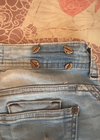 Bershka Kadın Mavi bershika dar yırtıklı Kesim Düşük Bel Denim Pantolon