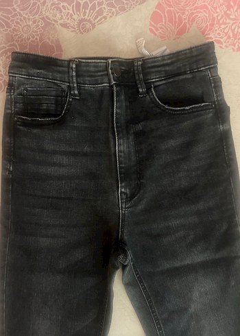 36 Beden siyah Renk Gri füme Dar Kesim esnek kumaş Kot Pantolon denim
