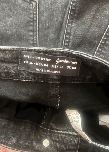 Stradivarius Gri füme Dar Kesim esnek kumaş Kot Pantolon denim