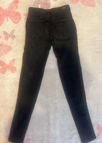 Pull and Bear Siyah füme Kadın Skinny Denim Pantolon esnek kumaş