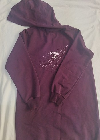 Bordo Kapüşonlu Fermuarlı Sweatshirt tunik