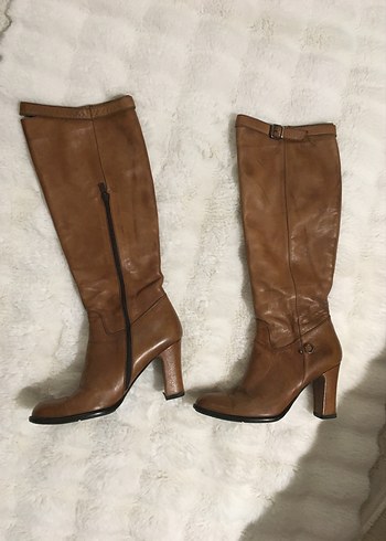 Hotiç Deri Kadın Dizüstü Çizme Tokalı Topuklu - Görsel 2