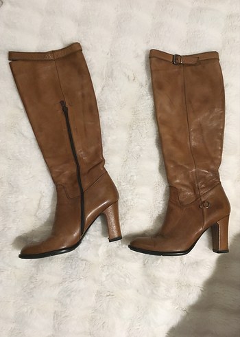 Hotiç Deri Kadın Dizüstü Çizme Tokalı Topuklu - Görsel 3