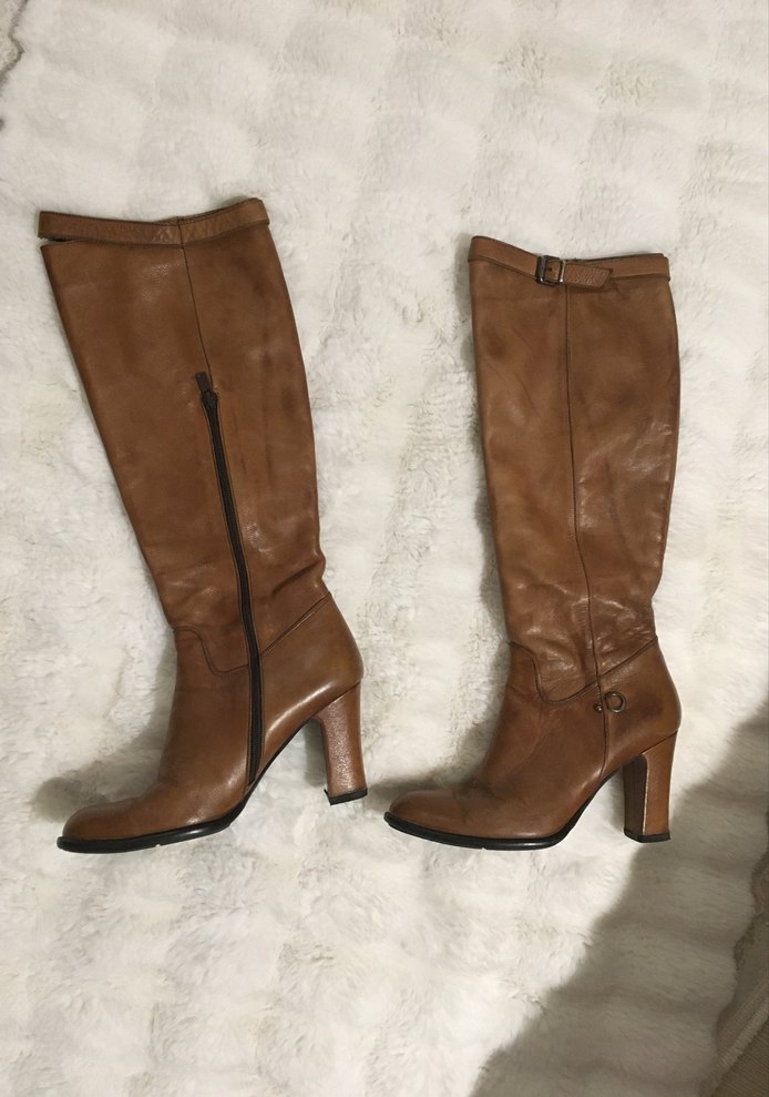 Hotiç Deri Kadın Dizüstü Çizme Tokalı Topuklu - Görsel 2