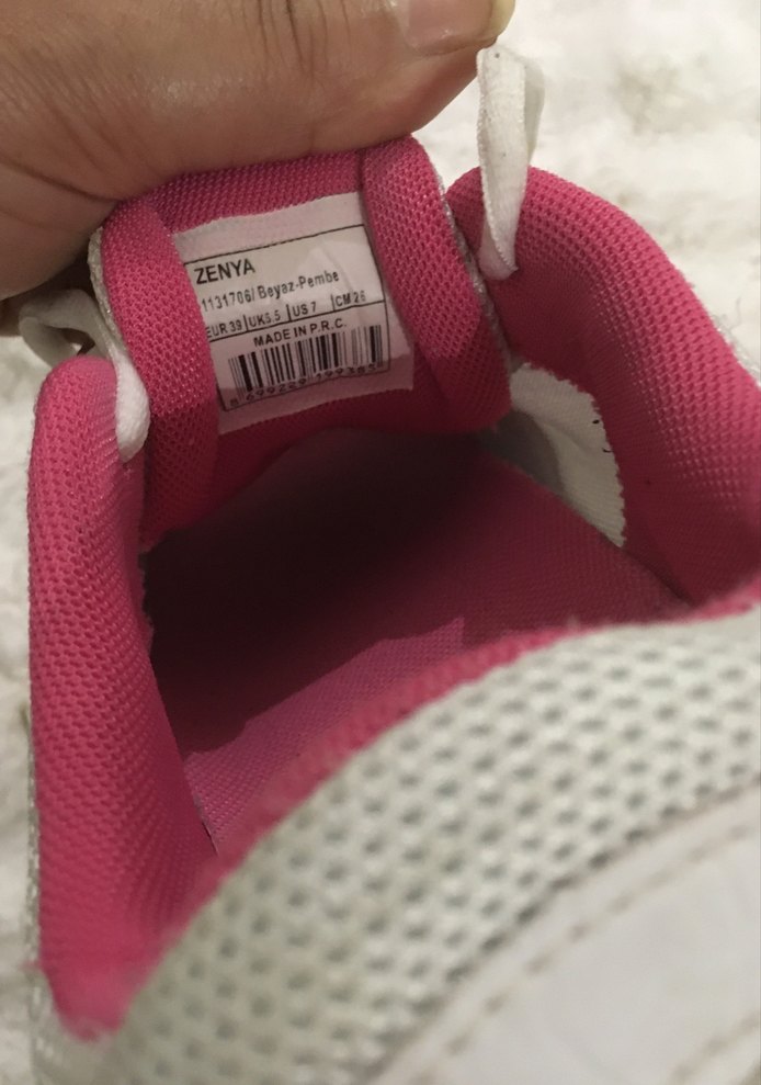 Beyaz Pembe Bağcıklı Kadın Spor Ayakkabı - Görsel 2