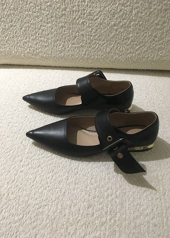 Kadın Siyah Deri Stiletto Tokalı Ayakkabı - Görsel 3