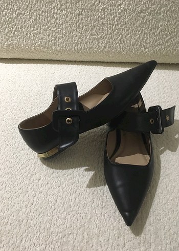 Kadın Siyah Deri Stiletto Tokalı Ayakkabı - Görsel 2