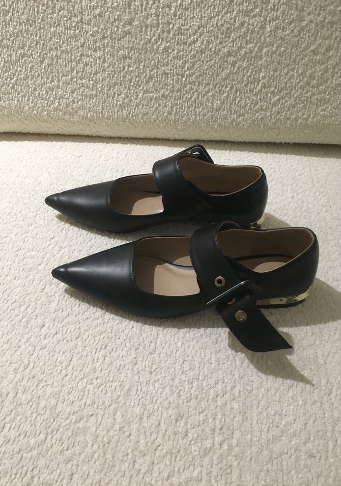 Kadın Siyah Deri Stiletto Tokalı Ayakkabı - Görsel 3