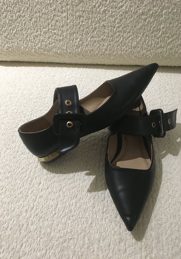 Kadın Siyah Deri Stiletto Tokalı Ayakkabı - Görsel 2