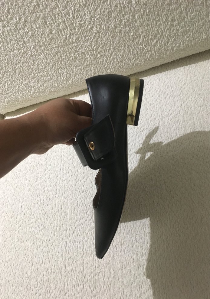 Kadın Siyah Deri Stiletto Tokalı Ayakkabı - Görsel 5