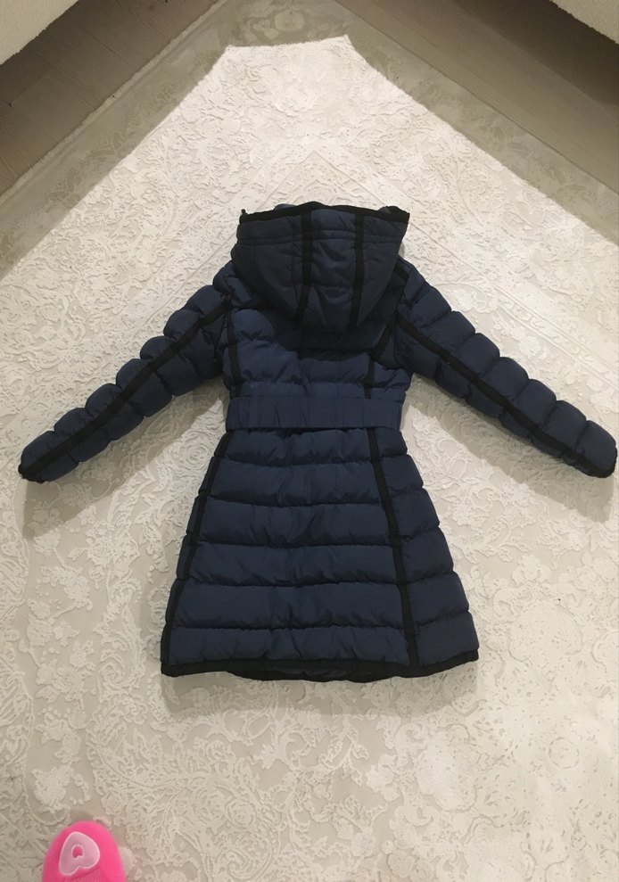 Kemerli Lacivert Kız çocuk  Kışlık Mont - Görsel 2