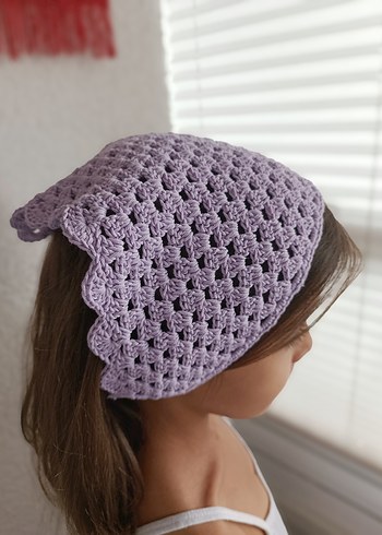 Lila Örgü Bandana - Görsel 2