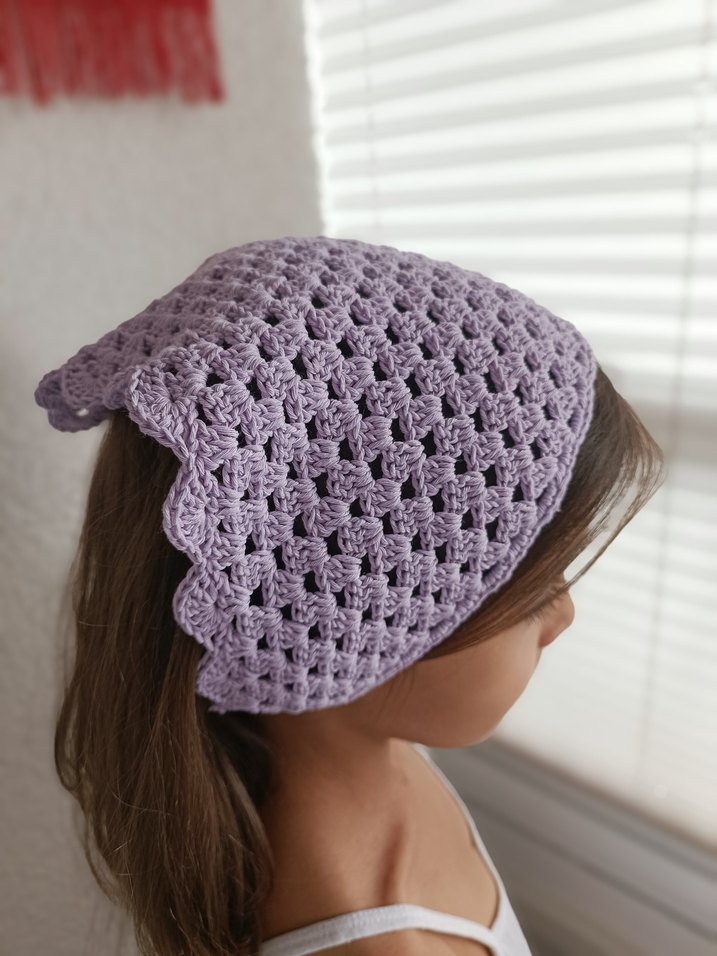 Lila Örgü Bandana - Görsel 2