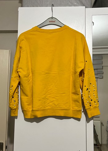 Sarı Uzun Kollu Kadın Sweatshirt - Görsel 2