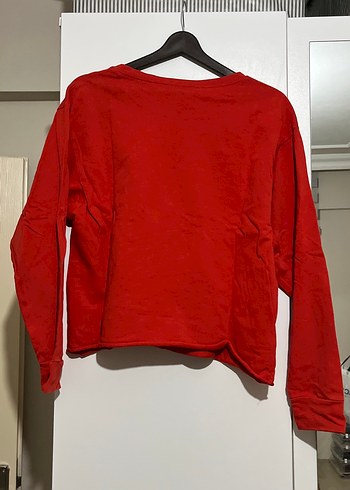 Kırmızı Uzun Kollu Salaş Sweatshirt - Görsel 3