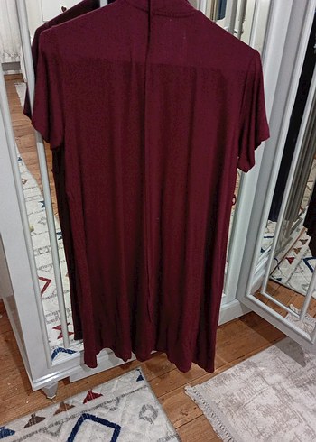 Bordo V Yaka Kısa Kollu Hamile Elbisesi - Görsel 3