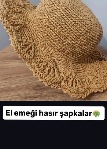 Bej Fırfırlı El Örgüsü Hasır Şapka