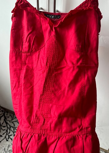 Kırmızı Volanlı yazlık askılı bluz - Görsel 5