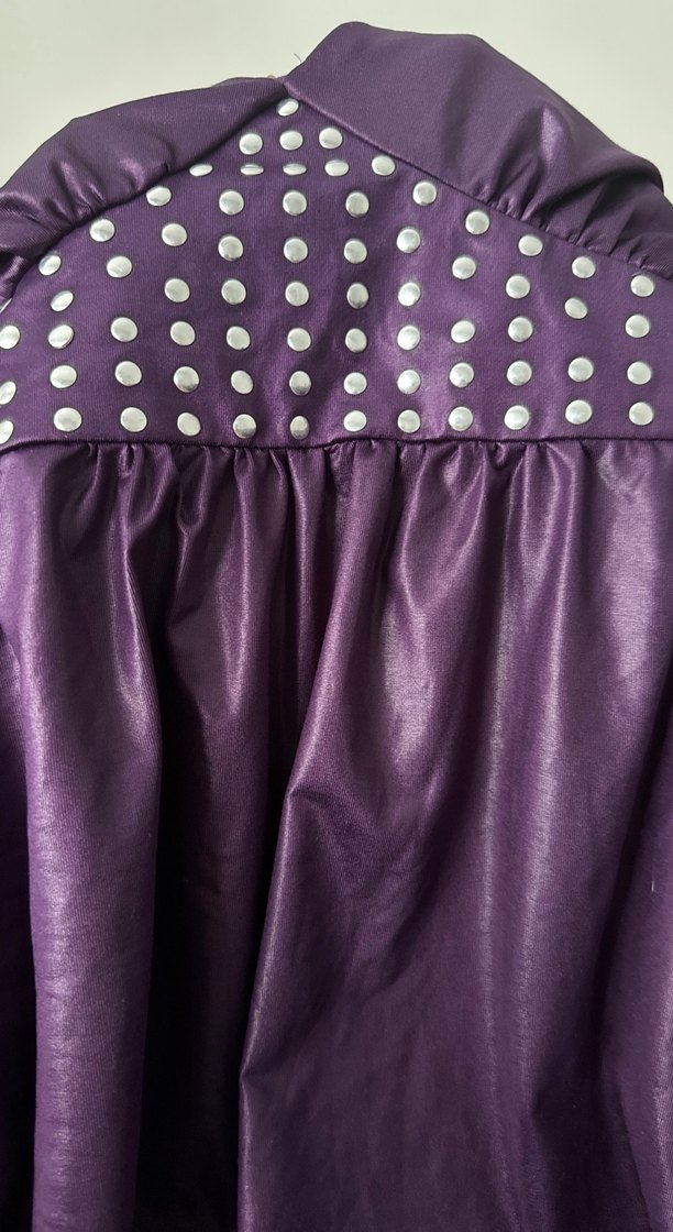 Mor V Yaka Askılı Gece Bluz - Görsel 3