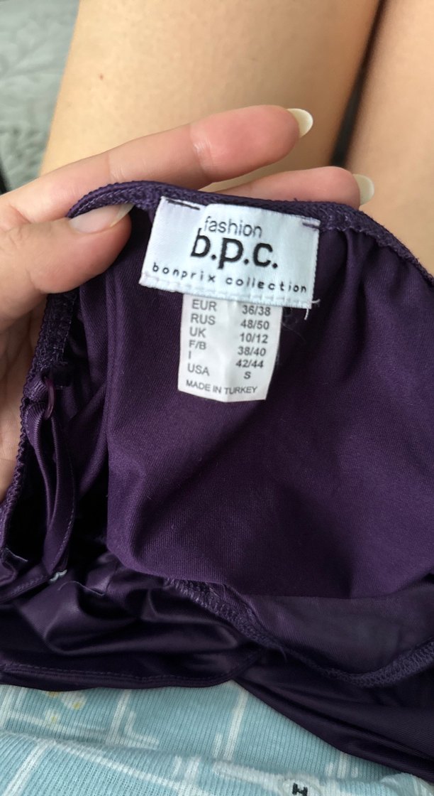 Mor V Yaka Askılı Gece Bluz - Görsel 4