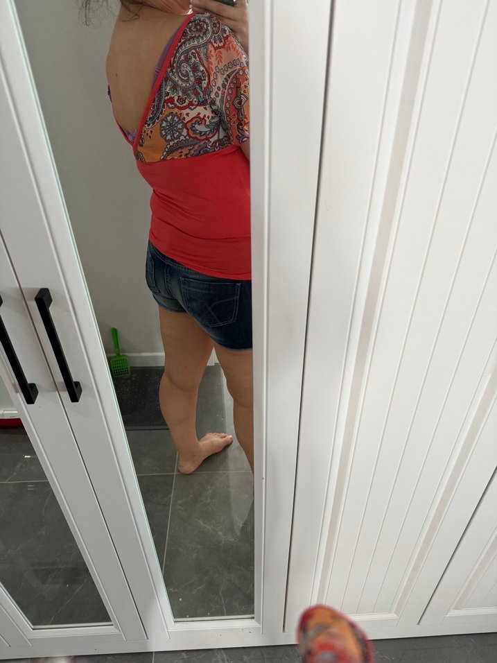 Şifon Detaylı bohem V Yaka mercan renkli Bluz - Görsel 3